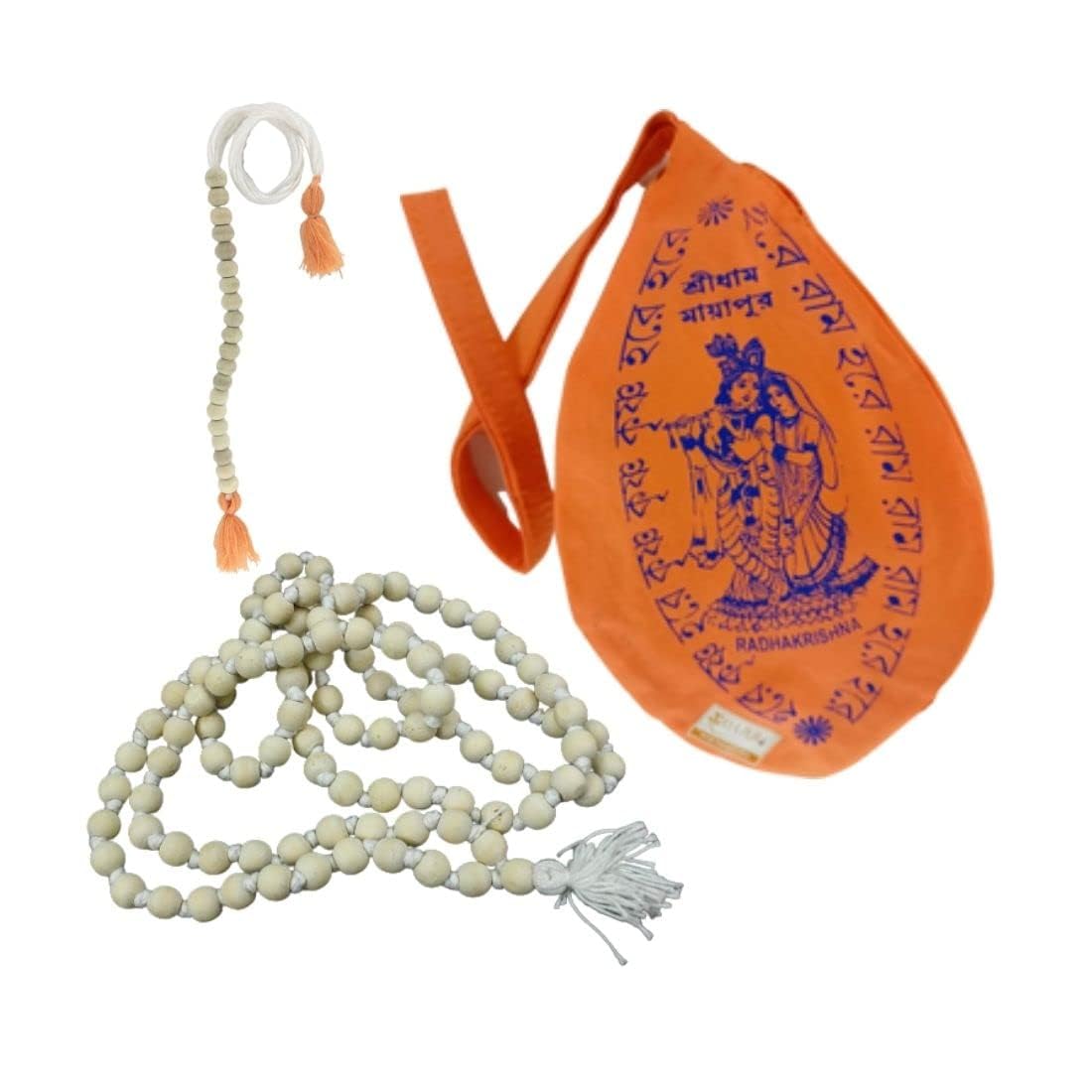 MAYAPURI Unisex-adult's Japa Mala & Sakshi Mala with Hare Krishna Print Gomukhi Japa Bag