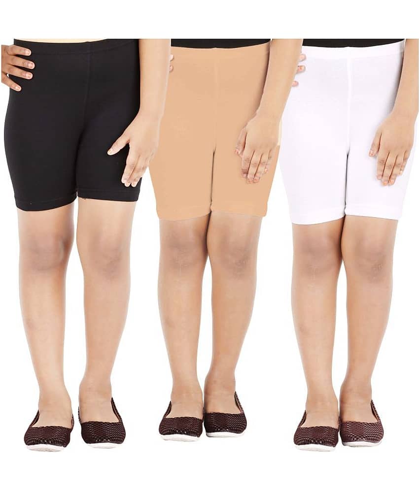 LULA Pack of 3 Girls Cotton Blend Cycling Shorts ( Multicolor )