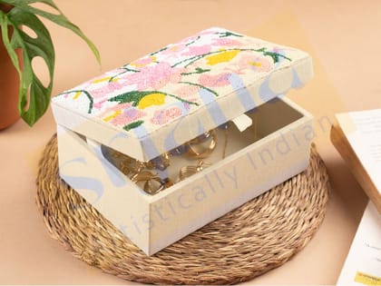 Srjana Handcrafted Beaded Square Storage Box Srjana Handcrafted Beaded Square Storage Box