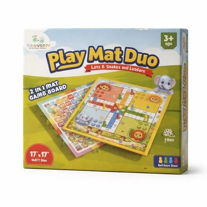 Braintastic Play Mat Duo 2 in 1 Board Game for Kids  Ludo & Snakes and Ladders Game Mat | Indoor Family Game for Boys & Girls | Large 17 x 17 Inch Play Mat | Educational Board Game for Kids Age 3+
