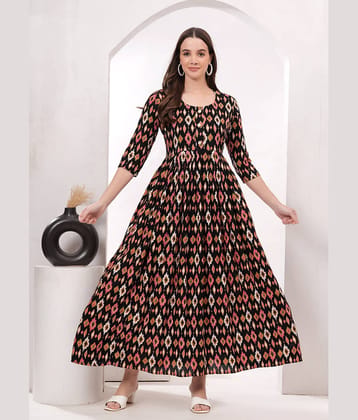 ANNEIV Rayon Printed A-line Women's Kurti - Black ( Pack of 1 )