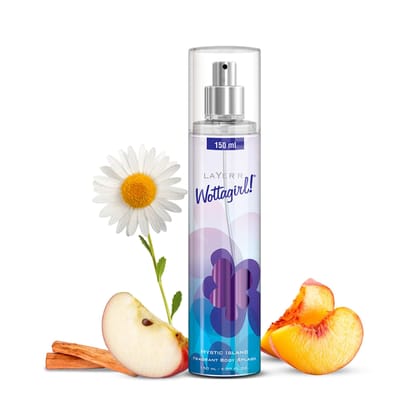 Layer�r Wottagirl Mystic Island Body Splash, 150 ml | Long-lasting Fragrance for Women | Breezy Tropical Body Mist Spray | Ideal for Everyday Use | Non-Irritating & Refreshing