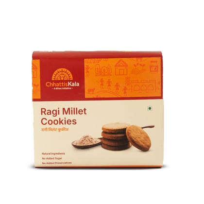 Chhattiskala A Bihan Initiative Healthy Ragi Millet Cookies 250g High Fiber & Calcium Rich Snacks and Crunchy Traditional Millet Biscuits