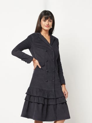 Navy Blue Corduroy Dress