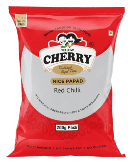 Yellow Cherry Red Chilli Rice Papad, 200 gm