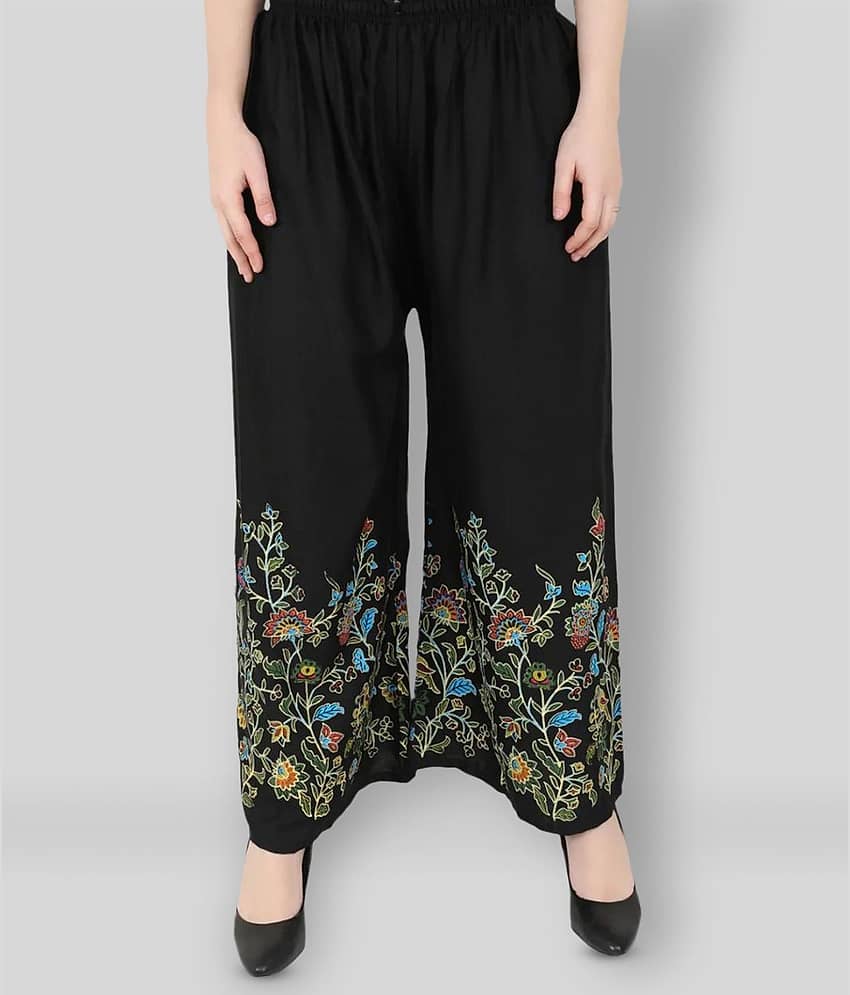 no br - Black Rayon Flared Women's Palazzos ( Pack of 1 )