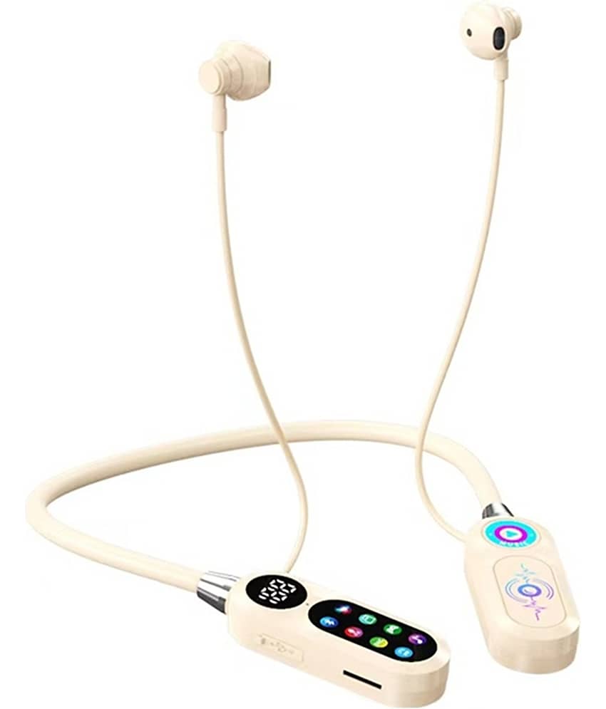 Life Like Bluetooth Neckband With 100 Hours Working Playtime - Beige