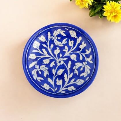 Blue Pottery Floral Pattern Decorative PlateCobalt Blue6 Blue Pottery Floral Pattern Decorative PlateCobalt Blue6