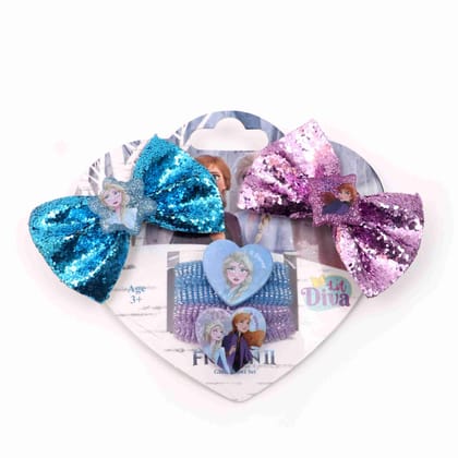Li'l Diva Disney Frozen II Glitter Bows Set For Baby Girls Kids 3 Years and Above