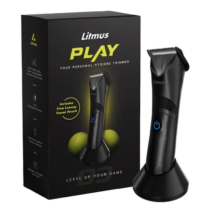 LITMUS Male Play 03 Beard,Body&Balls Trimmer|Skin Friendly Sence Touch Ceramic Blades (Prevents Nicks&Cuts)|100% Showerproof|Guide Torch|C Type Fast Charging|Premium Travel Pouch,Battery Powered LITMUS Male Play 03 Beard,Body&Balls Trimmer|Skin Friendly 