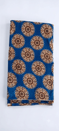 KALAMKARI MATERIAL BLUE COLOUR WITH FLOWER DESIGN (1 MTR)