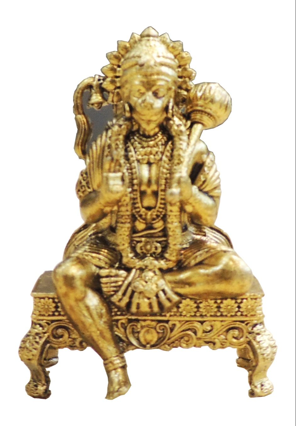 Brass Hanuman Ji Chowki Idol Statue for Pooja Room, Height : 2.5 Inch (BSMAS1927 G)
