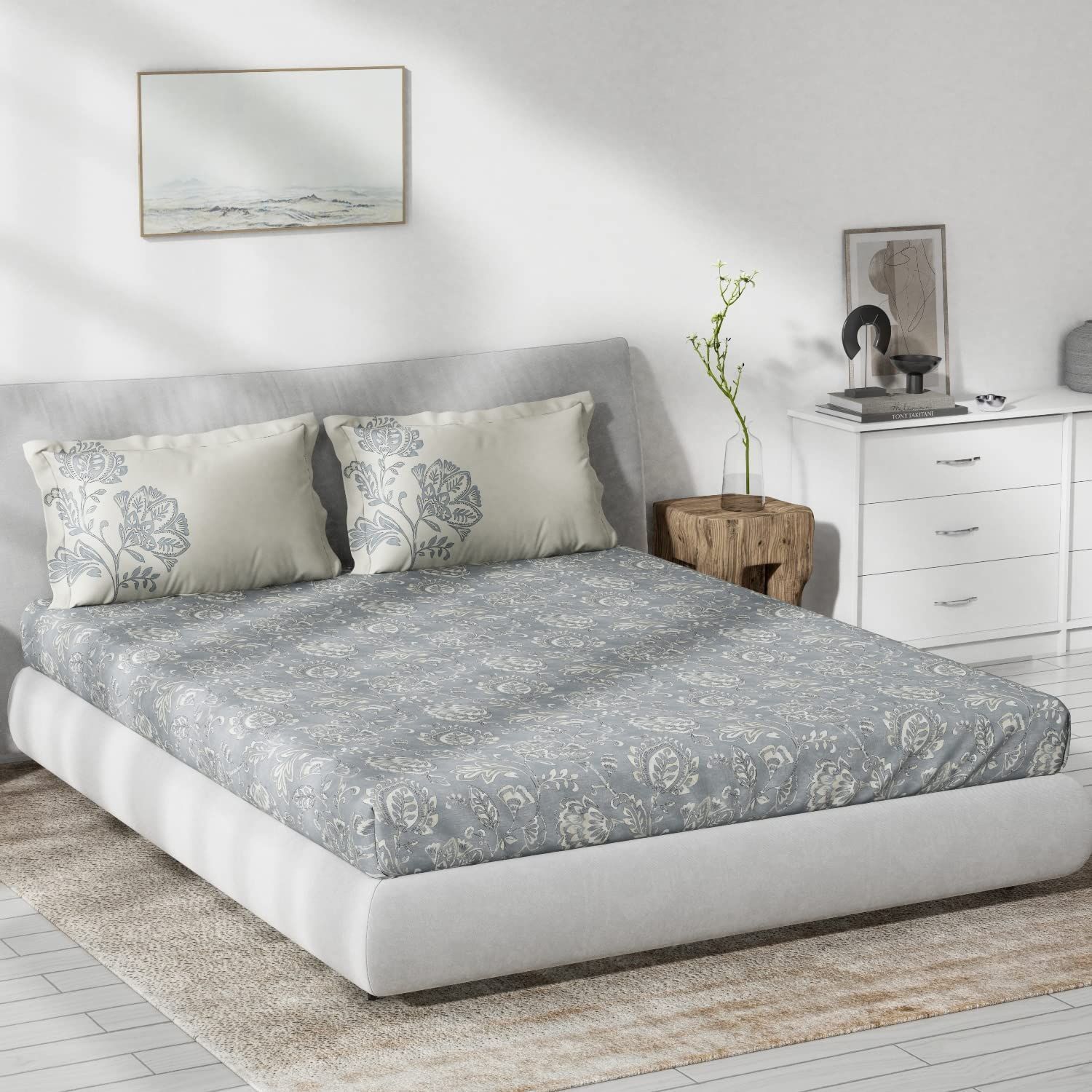 DDECOR - Primary Collection 100% Cotton Ethnic Pattern 136TC King Bedsheet |229 CM X 274 CM| with 2 Pillow Covers