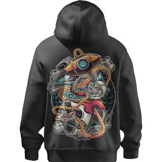 BULL CLOTHING Mens Space Monkey Graphic Black Hoodie 60 Cotton 40 Poly 280 GSM Fleece Pullover Sweatshirt (XL) BULL CLOTHING Mens Space Monkey Graphic Black Hoodie 60 Cotton 40 Poly 280 GSM Fleece Pullover Sweatshirt (XL)