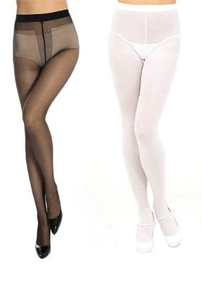 White black pantyhose soft seam women tights pack of 2 White black pantyhose soft seam women tights pack of 2
