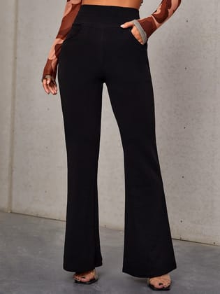 Latest Street Fashion  High Waist Slant Pocket Flare Leg Pants Palazzo (size - S) by LATEST STREET FASHION