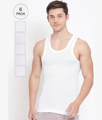 Pack of 6 Lux Cozi - White Cotton Blend Men's Vest