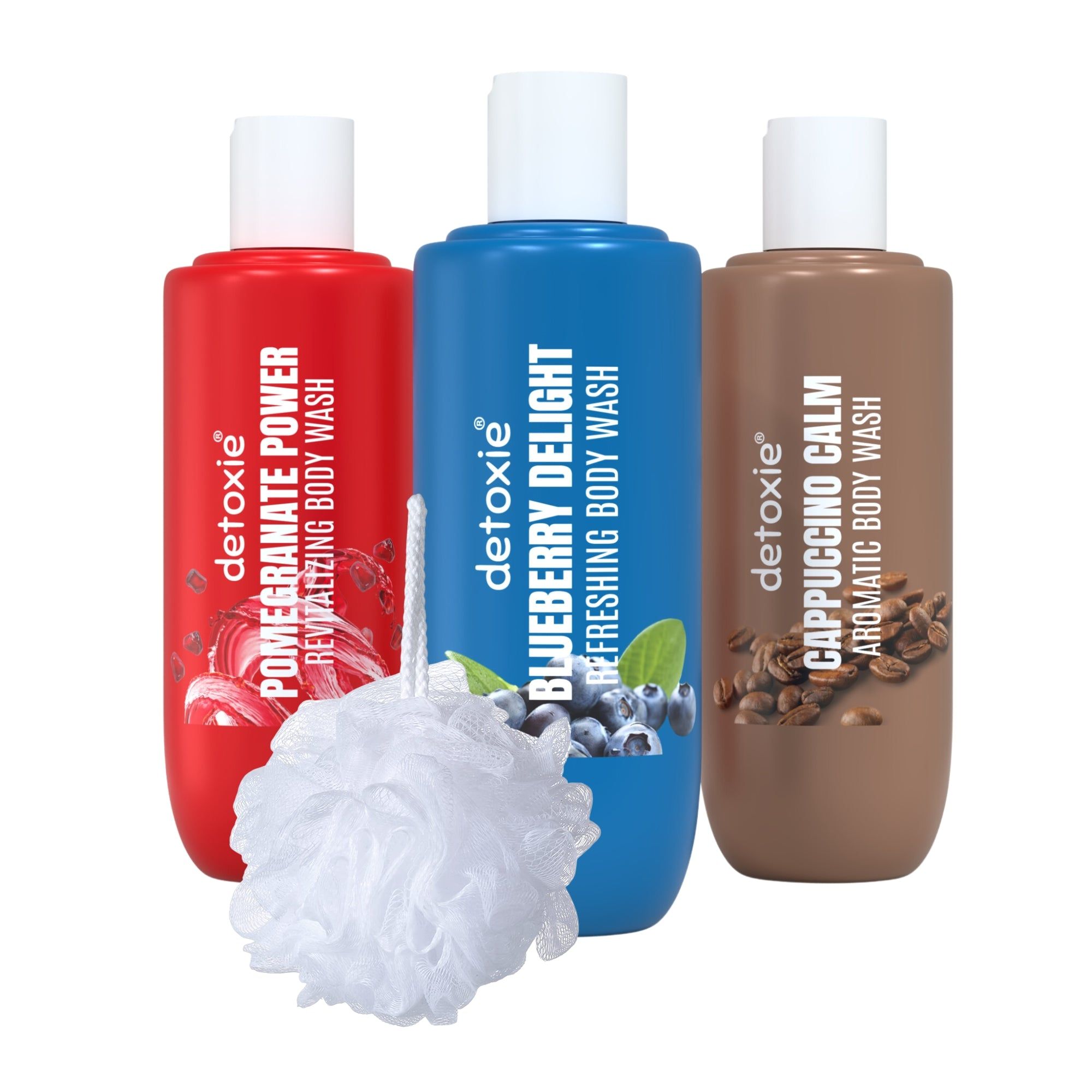 Detoxie Fruit-Infused Body Wash & Loofah Combo - 3 * 250 ml Each