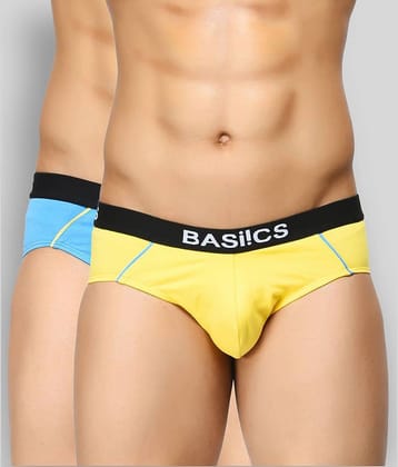 BASIICS By La Intimo Pack of 2 Cotton Blend Briefs For Men's ( Multicolor )