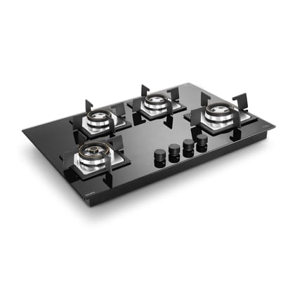 4 Burner Glass Gas Hob Top Mini Triple Ring Burner Double Ring Forged Brass Burner Auto Ignition (1074SQHTMTR)