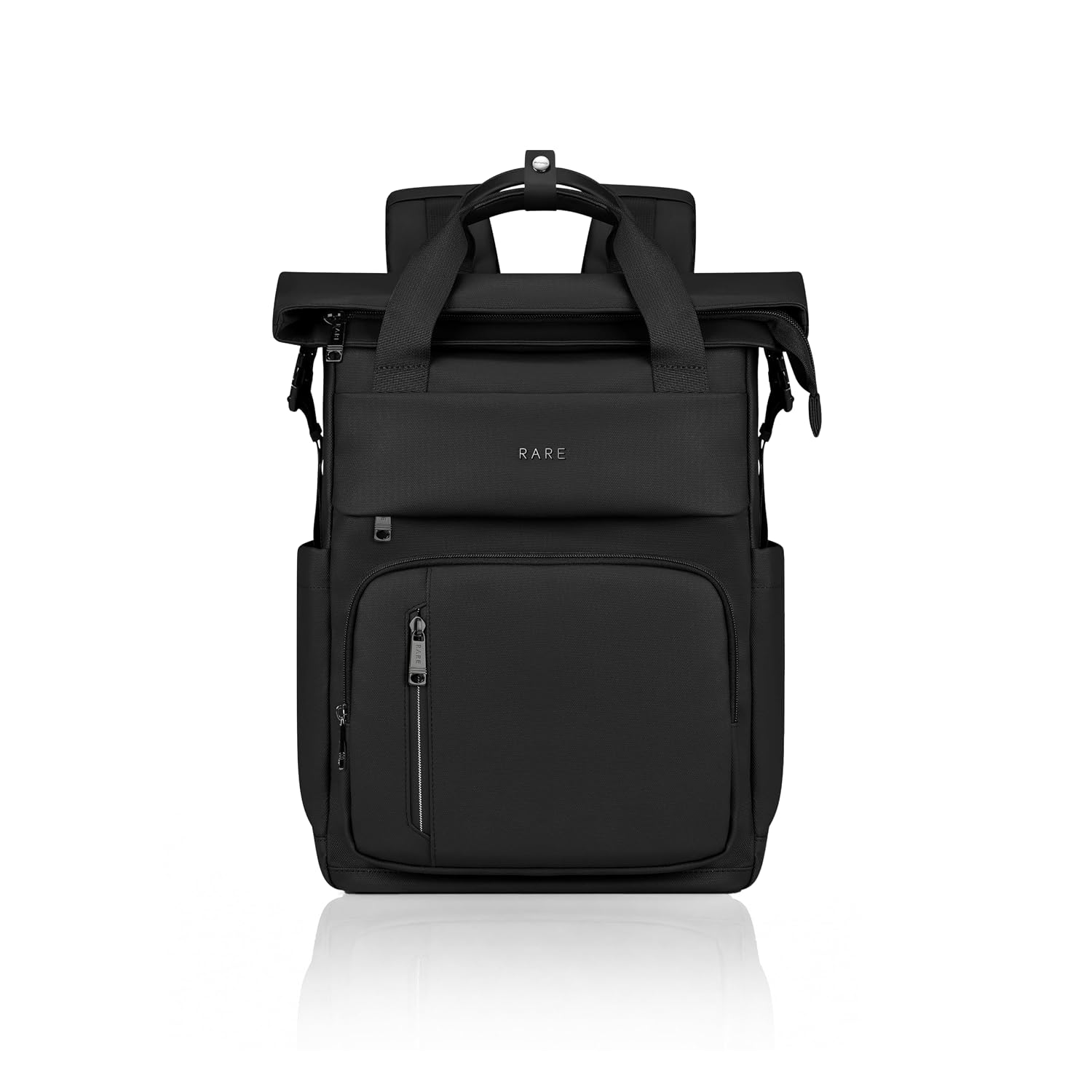 RARE RABBIT AINSA Roll-Top Overnighter Backpack, Water Repellent, Laptop Compartment, 20L (Black)
