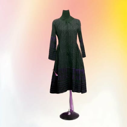 Black Cotton Ethnic Kurti with Purple Contrast Detailing | Breathable Fabric | Ethnic Casual