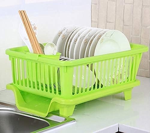 TEKCOOL Plastic Kitchen Drainer Dish Rack Organizer/Drying Tray, Dish Rack with Drying Tray