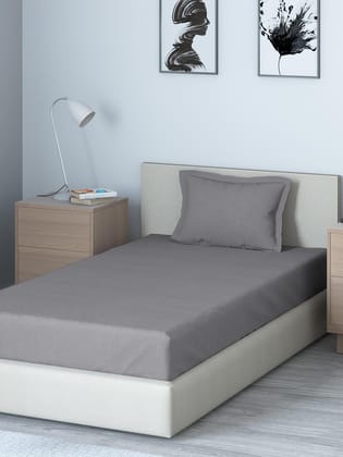 DDecor 100% Combed Cotton Single Bedsheet with 1 Pillow Cover | Plain 150TC | Soft & Comfortable | Perfect for Everyday Bedroom Use | Vital Textures Collection | 152 CM X 224 CM