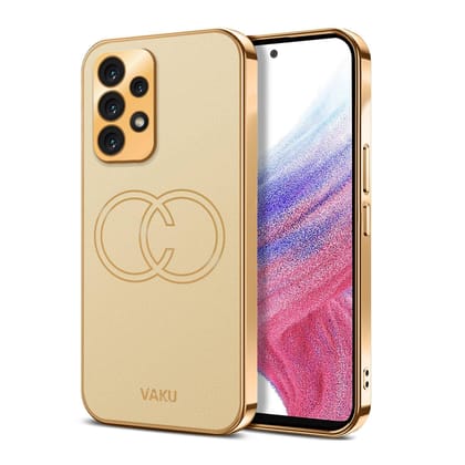 Vaku Luxos Skylar Back Cover for Samsung Galaxy A53 5G with Leather Pattern Gold Electroplated Soft TPU Cover Shockproof Protective Case - Gold