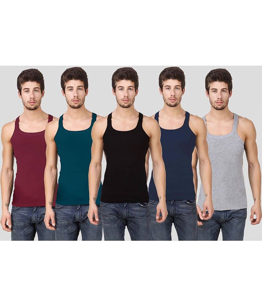 Hap Kings Pack of 5 Cotton Sleeveless vest For Men ( Multi )