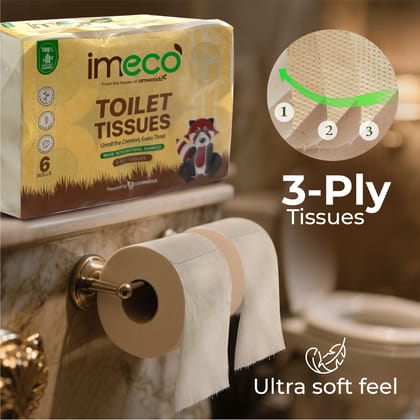 Imeco India Everyday Home Care Bamboo Tissue Combo (Kitchen, Toilet & Facial Tissues) | Ultra Absorbent & Soft 3-Ply Design | Daily Home Care