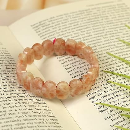 Sahaj Hast Golden Rutilated Quartz Faceted Bracelet  Healing Birthstone Jewelry (Size - 8.5")
