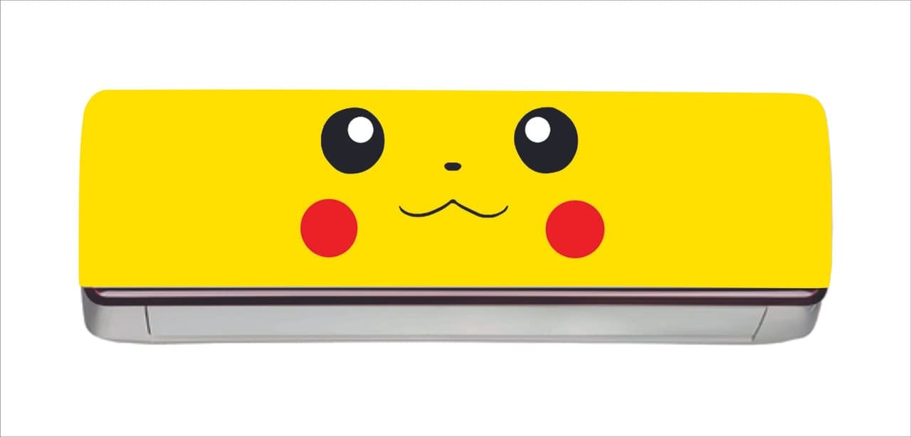 DreamKraft Beautiful Emoji Red and Black in Yellow Background AC Sticker (Multicolor PVC Vinyl, 30cm X 91cm)