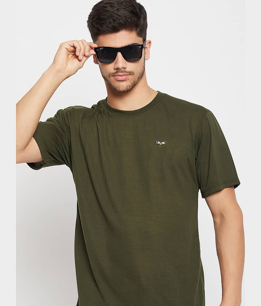 Auxamis Pack of 1 Cotton Blend Regular Fit Men's T-Shirt ( Olive )
