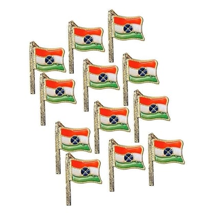 Indian Flag Brooch - Waving National Flag Badge For Independence Day Function Wear