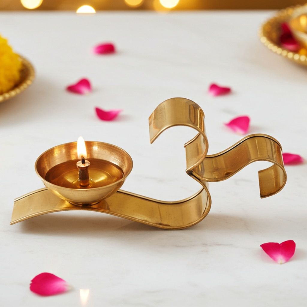 Brass Om Fancy Deepak No. 5 (ZMAS489 E)