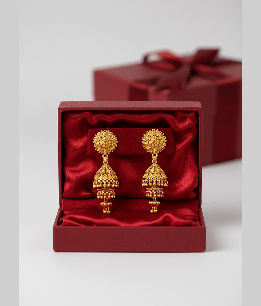 LUV FASHION Gold Jhumki Earrings ( Pack of 1 )