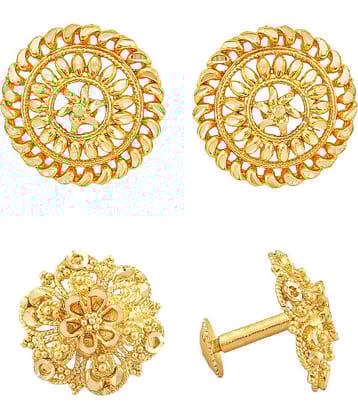 VIVASTRI Golden Stud Earrings ( Pack of 2 )