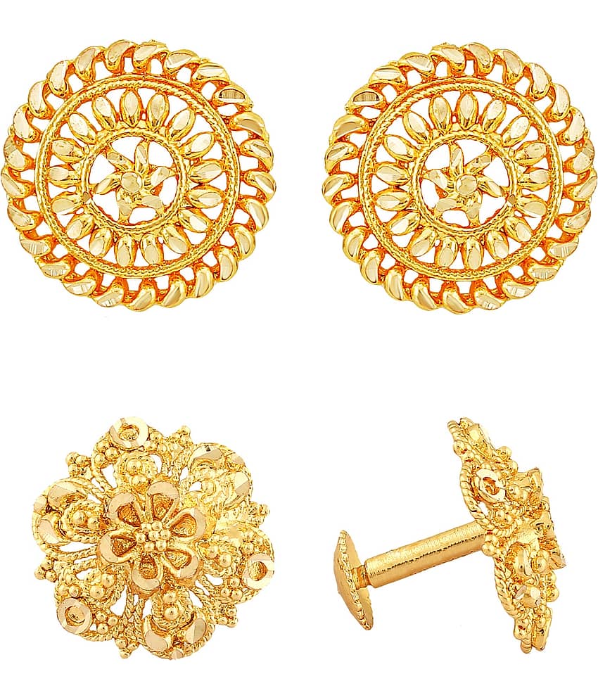 VIVASTRI Golden Stud Earrings ( Pack of 2 )