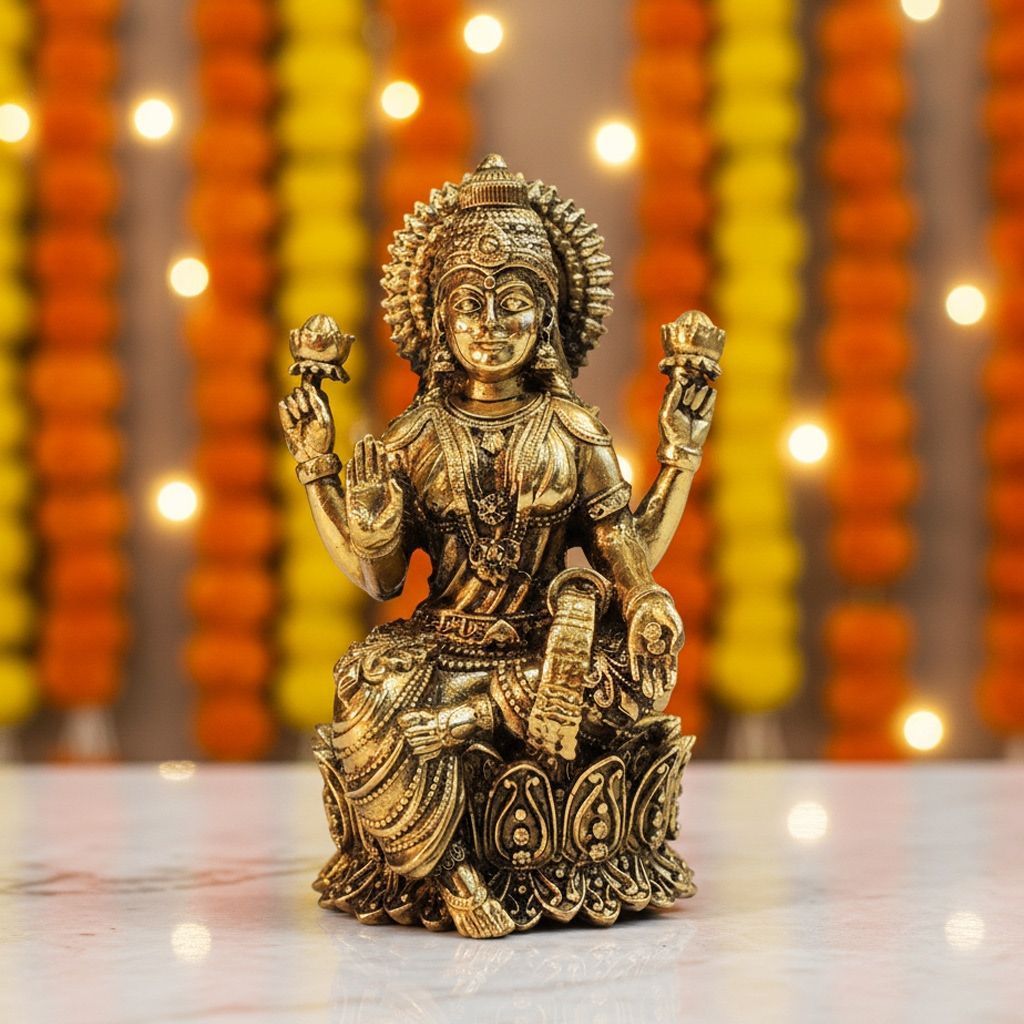Brass Laxmi Ji Statue – Traditional Brass Lakshmi God Idol, Height : 4 Inch (BSMAS1825 L)