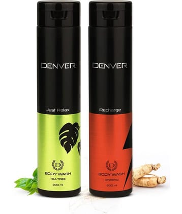 Denver Just Relax & Recharge Body Wash - 200ML Each (Combo Pack of 2)