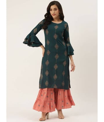 Kbz - Blue Straight Rayon Women's Stitched Salwar Suit ( Pack of 1 )