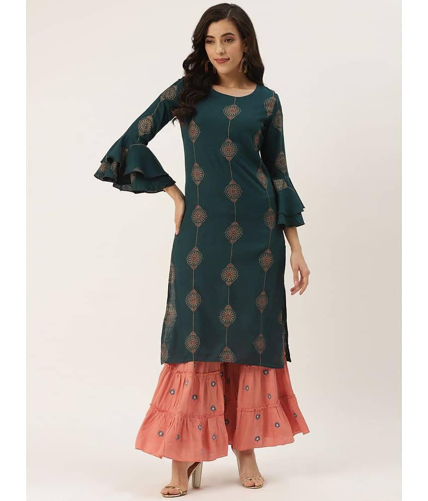 Kbz - Blue Straight Rayon Women's Stitched Salwar Suit ( Pack of 1 )