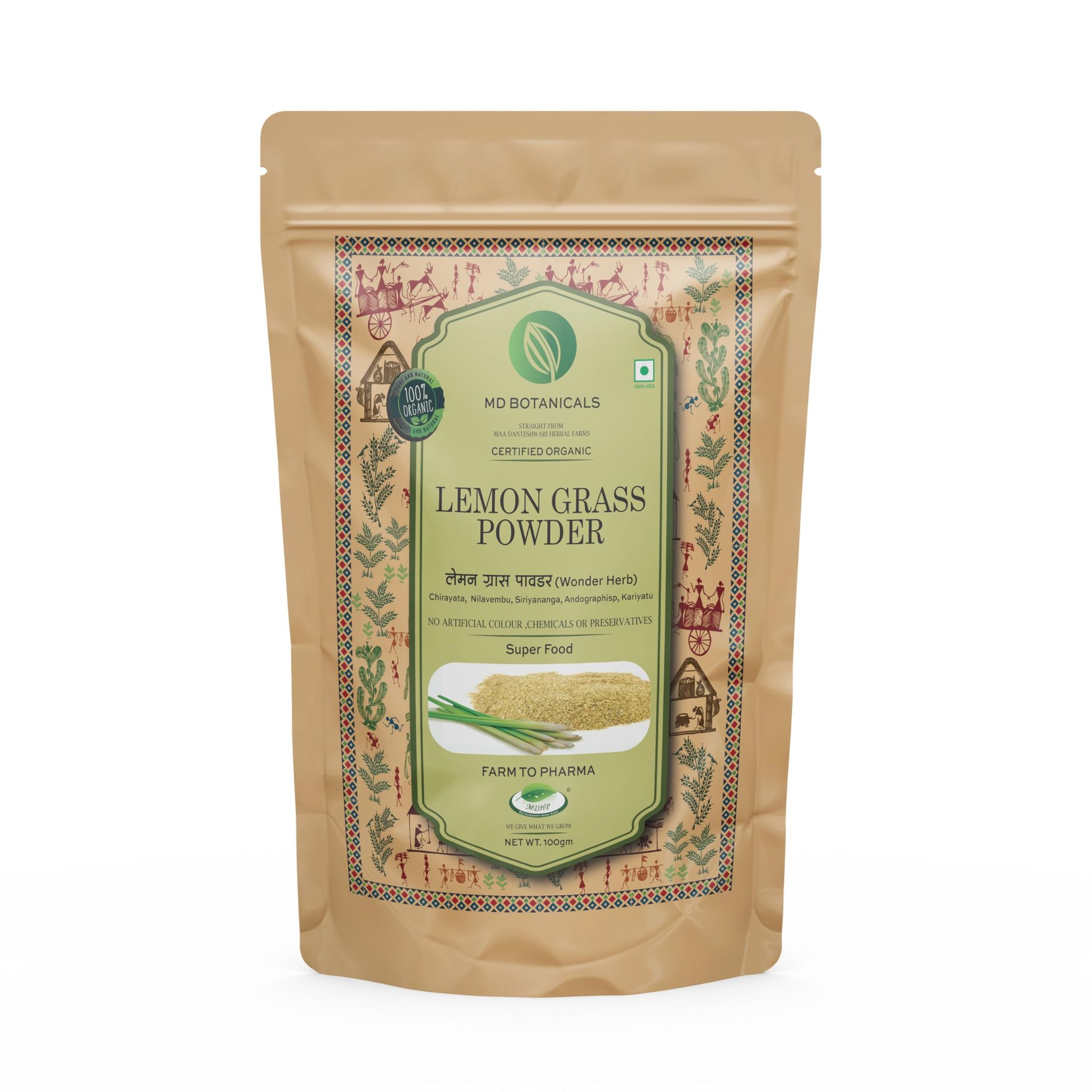 MD Botanicals Lemon Grass Powder(100gm) Refreshing Herbal Tea & Wellness Booster