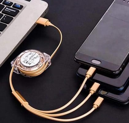 Retractable Charger Charging Cable, Micro USB Cable, 3 in 1, Multi Charging Cable, Compatible with Phone / Type C / Micro Android USB and Other Mobile Devices (1 Pc)