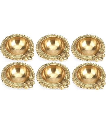 Fashion Bizz Brass Diwali Kuber Deepak On Standdiyas Table Diya Set Brass (Pack of 6)