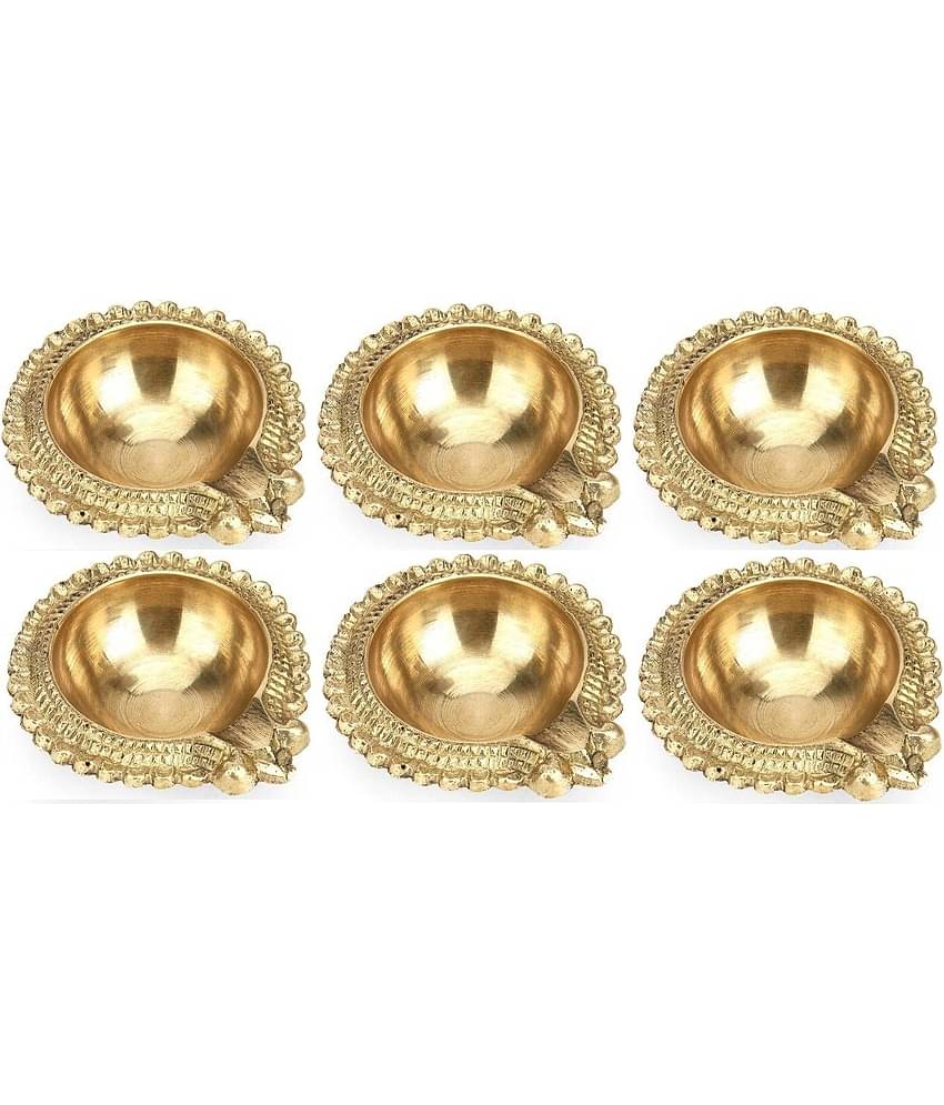 Fashion Bizz Brass Diwali Kuber Deepak On Standdiyas Table Diya Set Brass (Pack of 6)