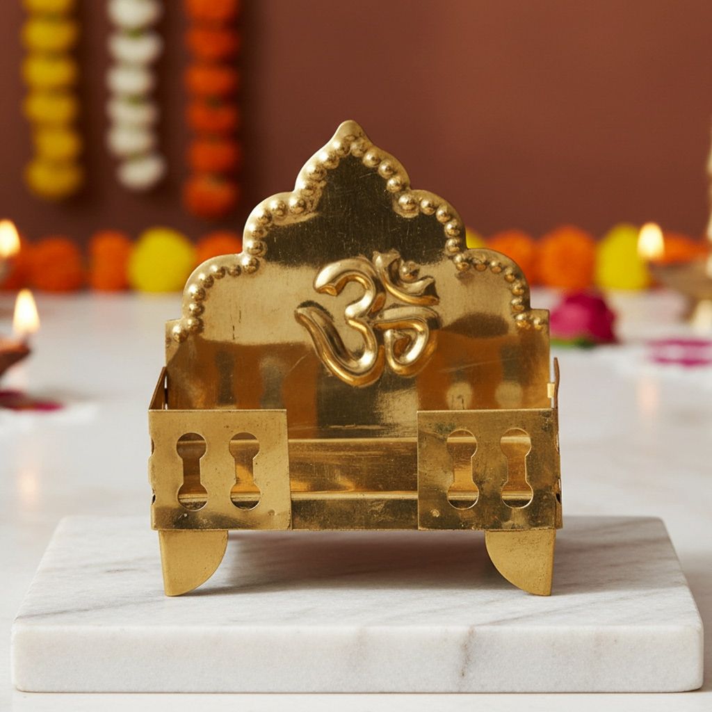 Handcrafted Brass Singhasan Sheet for God Idol | Religious Puja Accessory, Height : 6.5 Inch (ZMAS107 F)