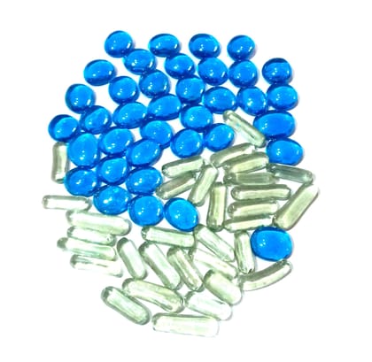 Nawani Mix Glass Stone (Half Round Type) 50 Pcs of Half Mix Glass Marbles.
