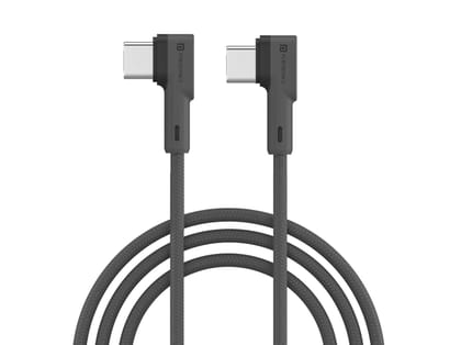 Portronics Konnect L 60W PD Type C to Type C Mobile Charging Cable, 1.2M, Fast Data Sync, Tangle Resistant, TPE+Nylon Braided - Gray